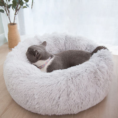 In het groot Warm van de Kattenhonden van de Pluche Zacht Doughnut van het Bedfaux het Bonthond het Kalmeren Bed