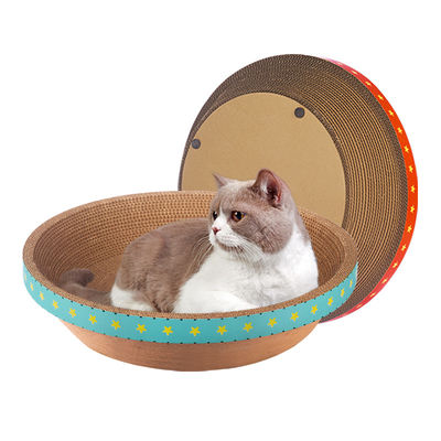Duurzaam Rond Karton Cat Bed Bowl Shape Corrugated Cat Scratching Pad 700g