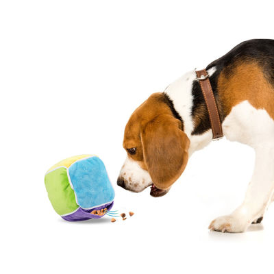 De milieuvriendelijke Kleurrijke Intelligente van de Katoenen van het Huisdierenspeelgoed Hond van de het Voedselkubus Pluchelekkage kauwt Speelgoed