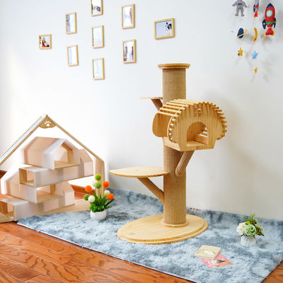 123cm Grote Stevige Houten Cat Climbing Tree Cat Activity Toren met het Krassen van Posten