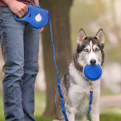 5 IN 1 Nylon Fles van het de Hondwater van de Hondleiband Draagbare met de Opvouwbare Automaat van de het Achterschipzak van de Komhond