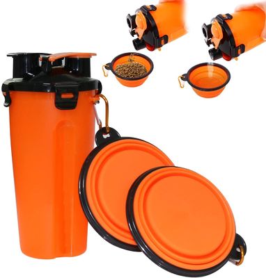 2 de opvouwbare Fles van de het Waterkom van de Hondreis voor de Openlucht Draagbare Fles 12oz van het Huisdierenwater