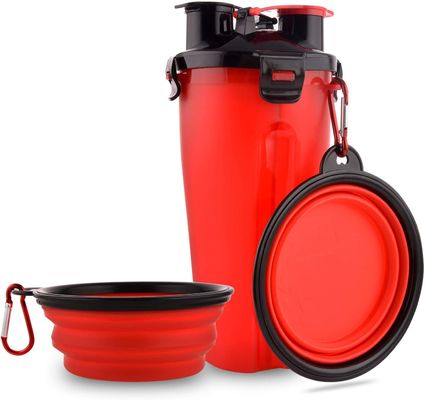 2 in 1 350ml-van het het Watervoedsel van de Huisdierenhond Flessen Opvouwbare Kommen met Carabiner