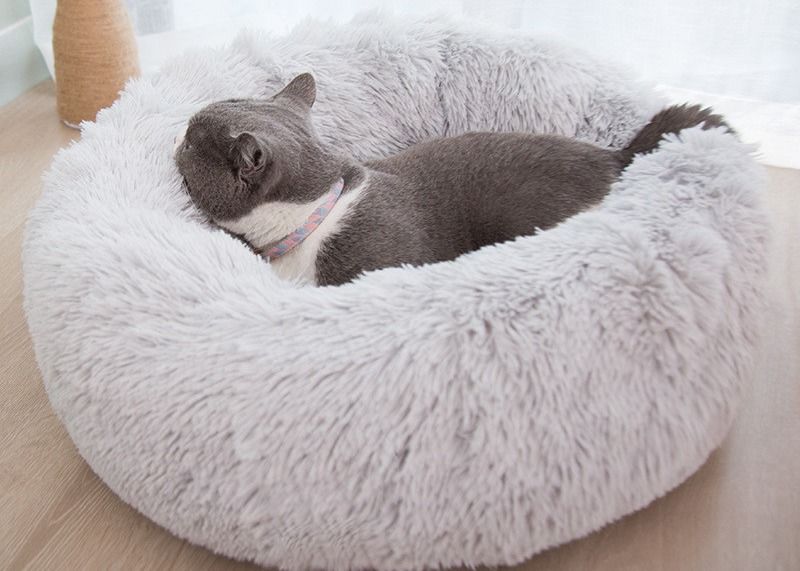 Warm van de Kattenhonden van de Pluche Zacht Doughnut van het Bedfaux het Bonthond het Kalmeren Bed