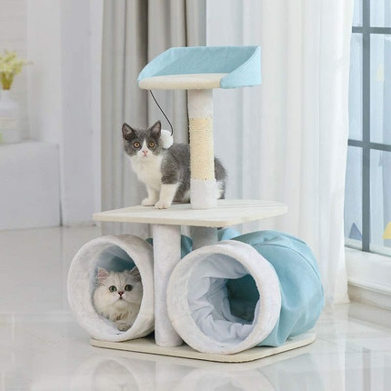 Het Platform van pluchecat climbing tree frame jumping met Tunnel Toy Luxury Scratcher Tree Bed
