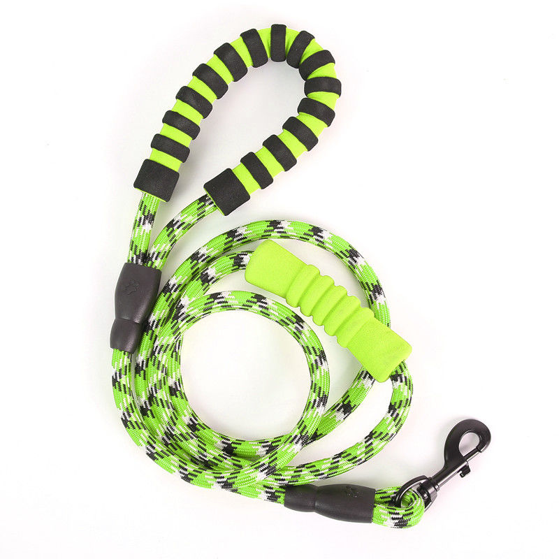 EVA Reflective Double Handle Dog-Leibandhond om Kabel met Klem en Opgevuld Handvat 180cm