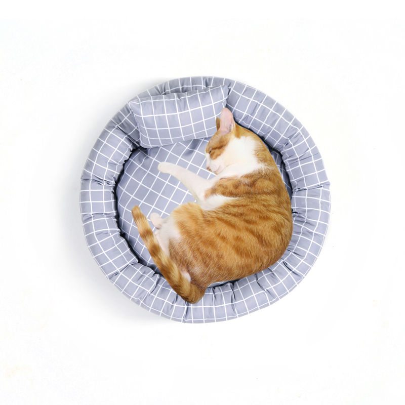 In het groot Rond Zacht Warm Huisdierenbed met van de Kattenhonden van Cuddler van de Hoofdkussendoughnut van het het Bedhuisdier het bedluxe met niet misstapbodem