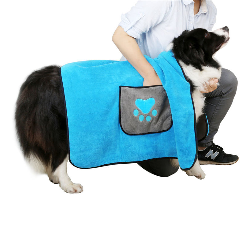 de super absorberende Vezel maakt de Badjashanddoek van de de Winterhond met Zakken voor Grote Sneldrogende Honden dik