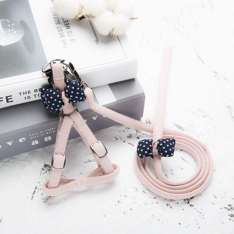 Het huisdier levert het Leuke Dots Cat Harness Bow Tie Adjustable-van de de Riemtractie van de Huisdierenborst Achterkatoen Cat Dog Harness Leash Set