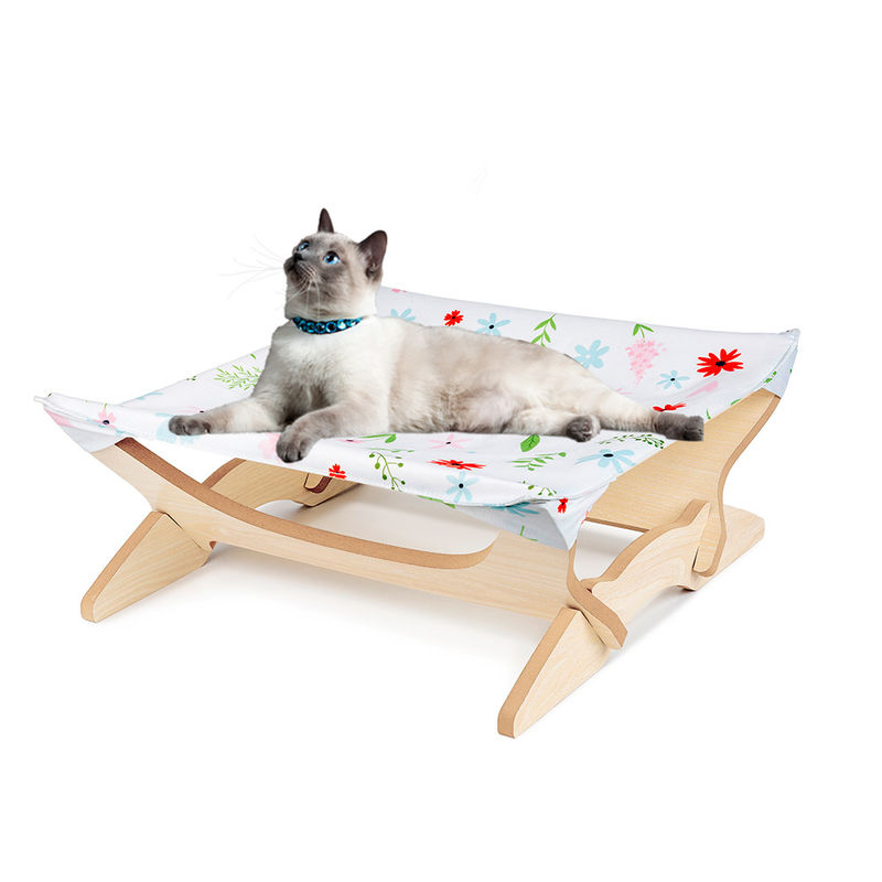 Opgeheven Cat Beds Cat Hammock Blanket-Bedden Houten Afneembaar Kader Vierkante Hangende Wasbare Cat Sofa