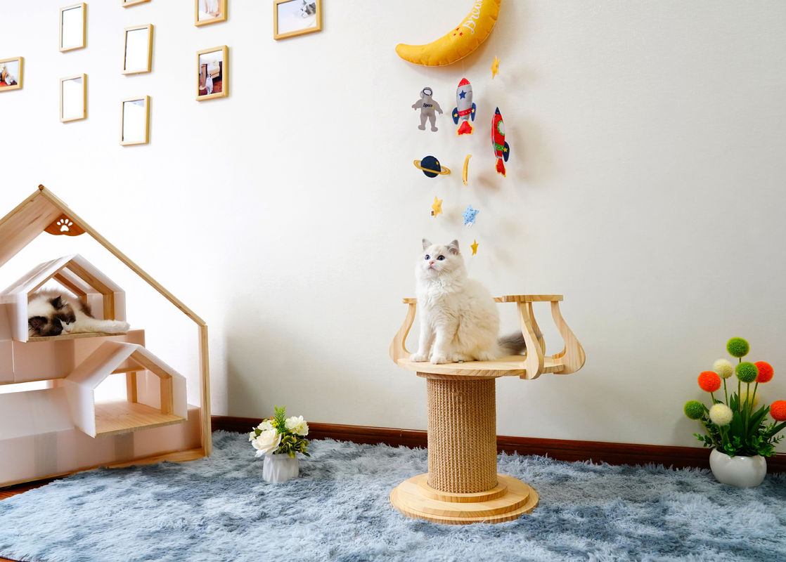 Eco Vriendschappelijke Houten het Krassen Cat Climbing Tree Tower Cat Grootte 72cm M 62cm van de Fotolijst L