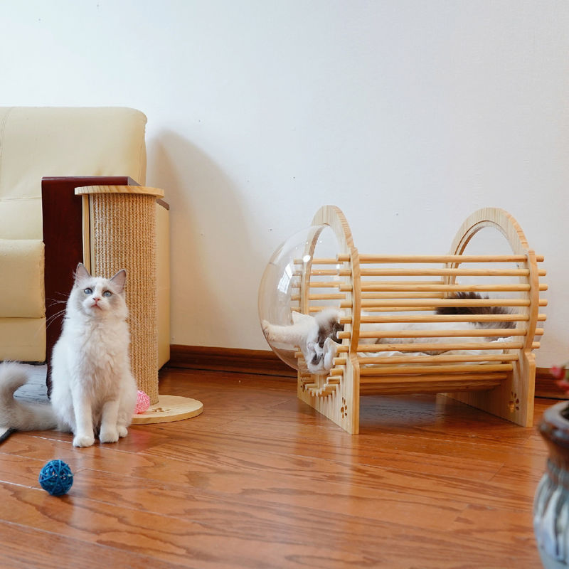 Capsule Houten Cat Bed House With Window
