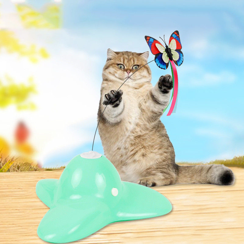 285g Elektrische het Roteren van Cat Pet Toys Flutter Bug Vlinder Cat Toy