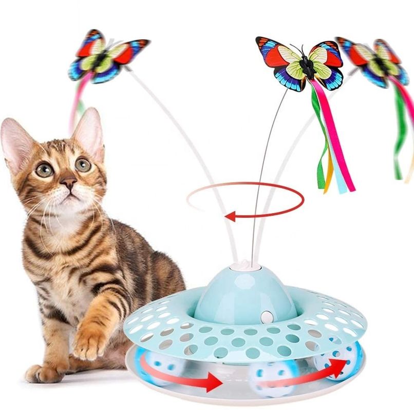 Interactieve Cat Automatic Teaser &amp; Uitoefenaar Kitten Toys With Spinning Butterfly