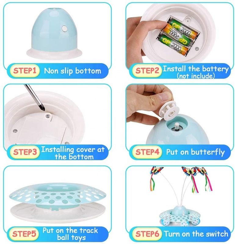 Interactieve Cat Automatic Teaser &amp; Uitoefenaar Kitten Toys With Spinning Butterfly