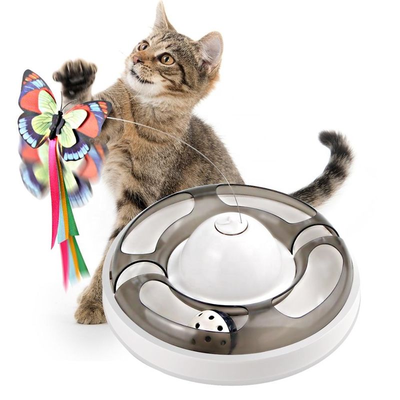 Elektrische het Roteren Cat Pet Toys With Ball het Verlichten Boring Zelfhey Vlinder Cat Toy