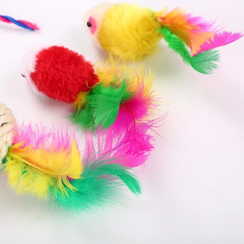 20 van de de Vissen Pluizig Muis van PCs Cat Toys Kitten Toys Assorted Cat Tunnel Feather Teaser Wand van de Muizenballen en Klokken Speelgoed voor Kat