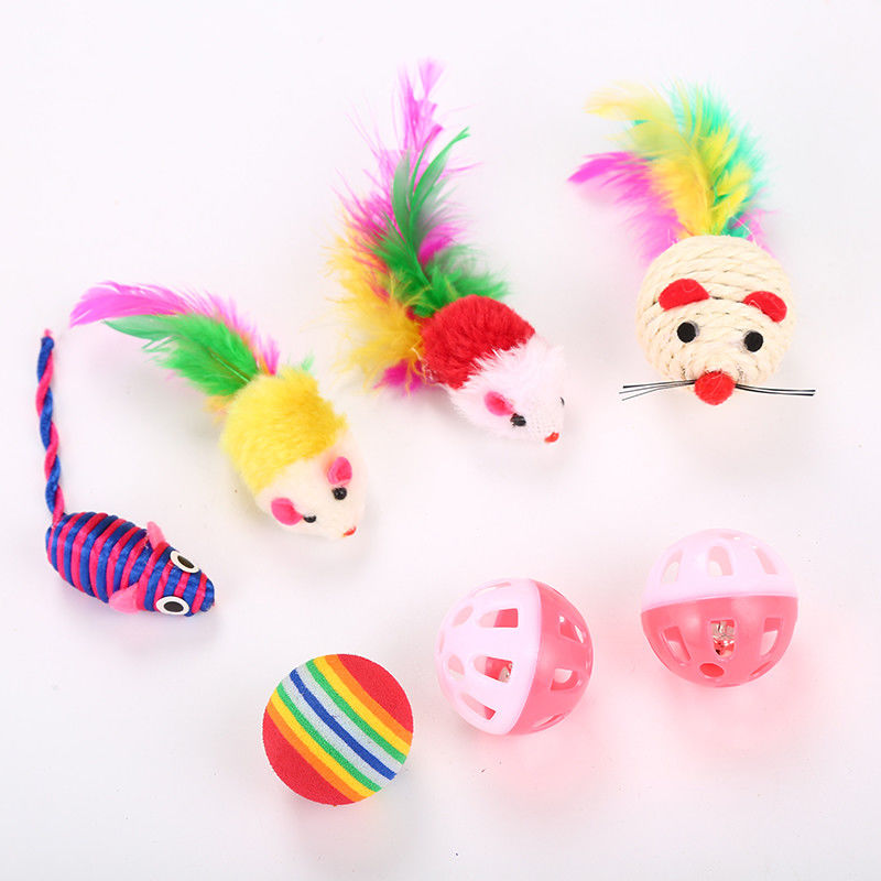 20 van de de Vissen Pluizig Muis van PCs Cat Toys Kitten Toys Assorted Cat Tunnel Feather Teaser Wand van de Muizenballen en Klokken Speelgoed voor Kat
