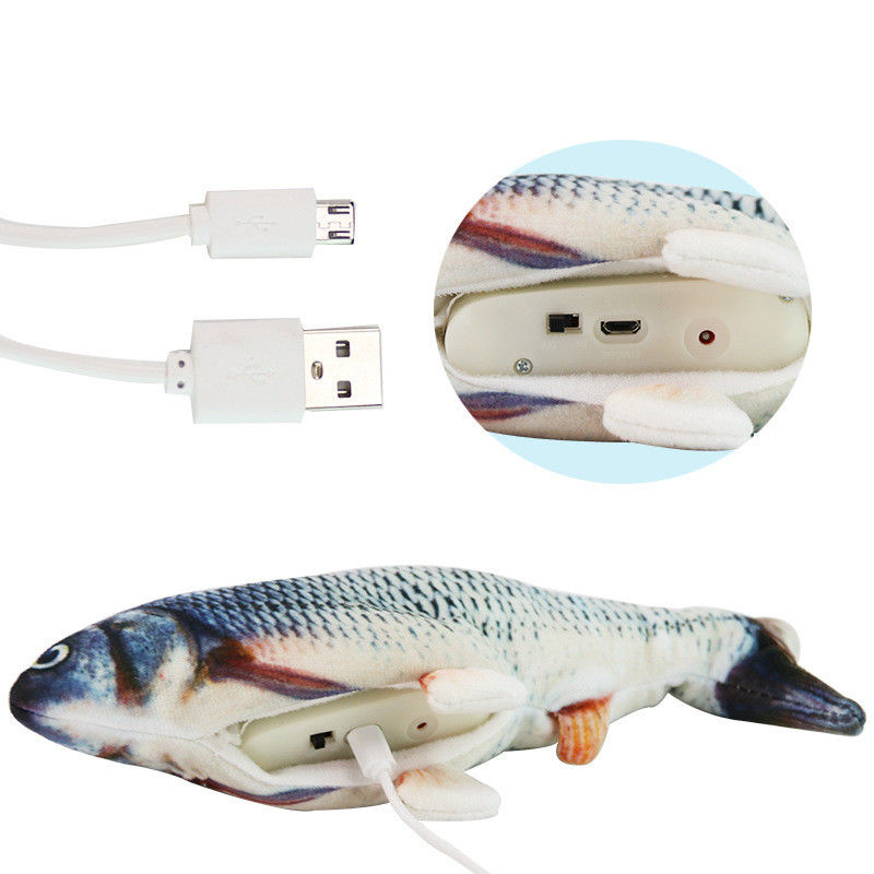 Elektrisch Slap van de het Speelgoedpluche van Vissencat toy simulation wiggle fish catnip Interactief Bewegend Dansend de Vissenspeelgoed voor Katten