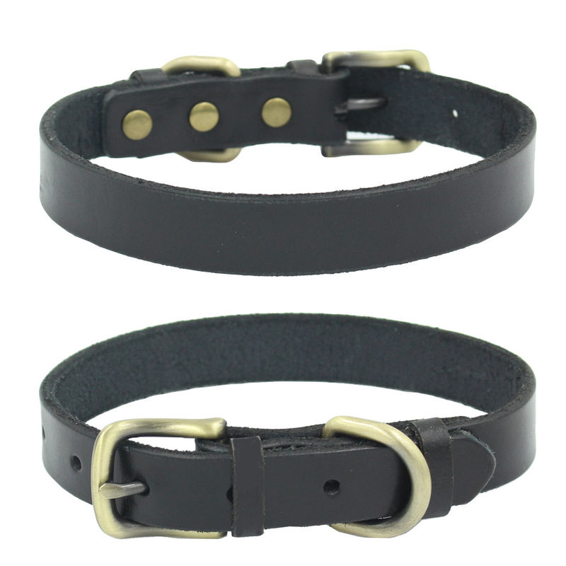 Het gepersonaliseerde van de het Leerhalsband van Huisdierenkragen Echte van het de Manierleer Regelbare Huisdier Cat Collar