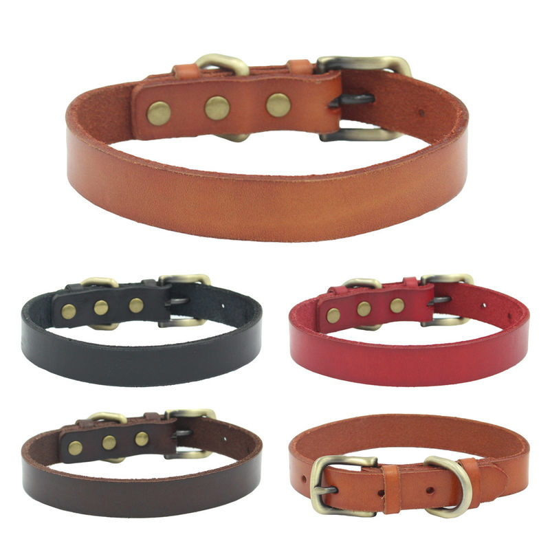 Het gepersonaliseerde van de het Leerhalsband van Huisdierenkragen Echte van het de Manierleer Regelbare Huisdier Cat Collar
