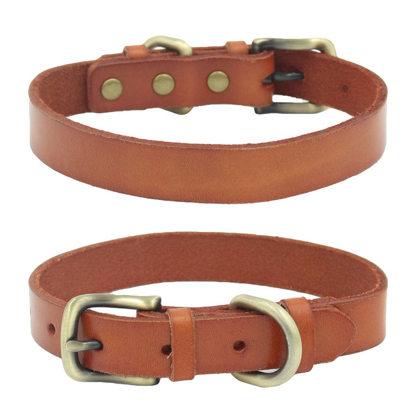 Het gepersonaliseerde van de het Leerhalsband van Huisdierenkragen Echte van het de Manierleer Regelbare Huisdier Cat Collar