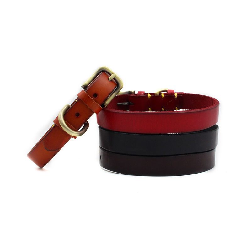De met de hand gemaakte Stikkende Hond van de het Koperhardware van de Opleidingskraag van de de Laagzweep Eerste Halsband van het de Kraagleer