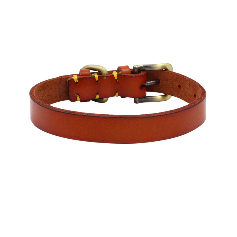 De met de hand gemaakte Stikkende Hond van de het Koperhardware van de Opleidingskraag van de de Laagzweep Eerste Halsband van het de Kraagleer