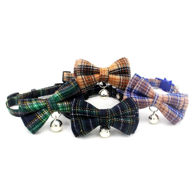 De Schotse de Klok Katoenen van Geruit Schots wollen stofbowtie cat collar safety buckle with Breedte past 1322cm aan
