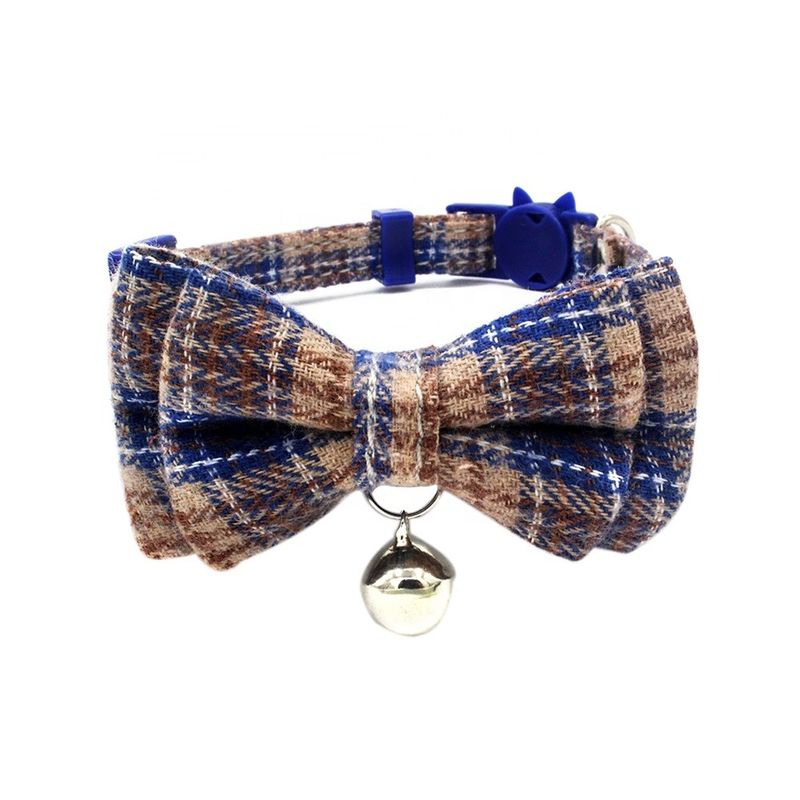 De Schotse de Klok Katoenen van Geruit Schots wollen stofbowtie cat collar safety buckle with Breedte past 1322cm aan