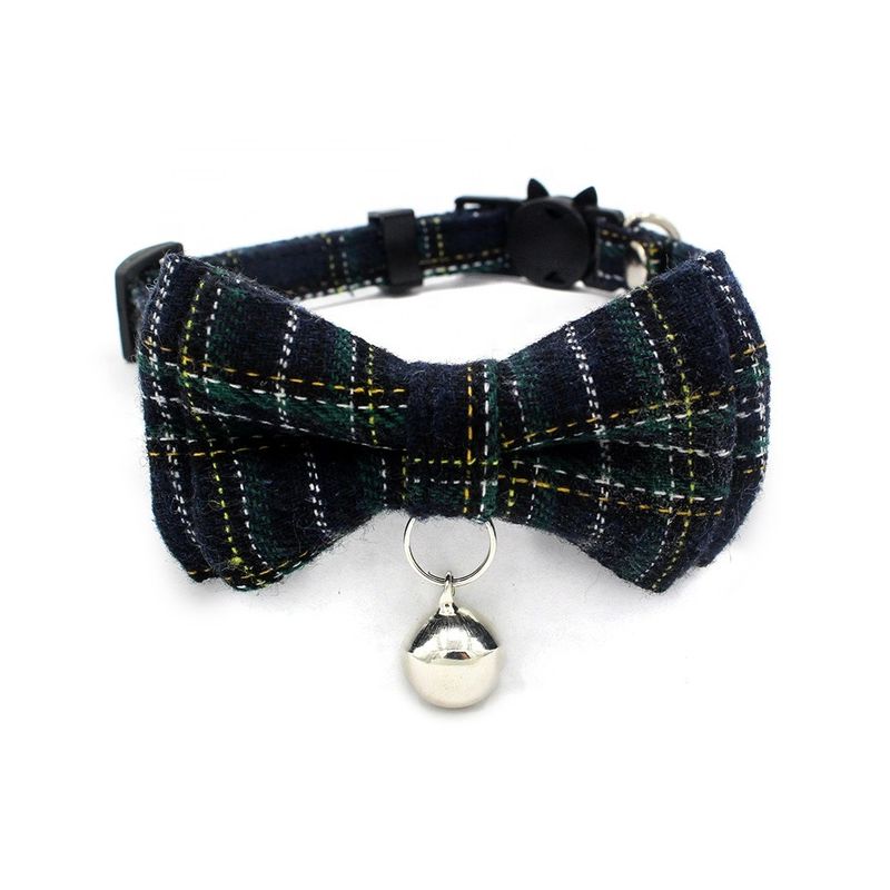 De Schotse de Klok Katoenen van Geruit Schots wollen stofbowtie cat collar safety buckle with Breedte past 1322cm aan