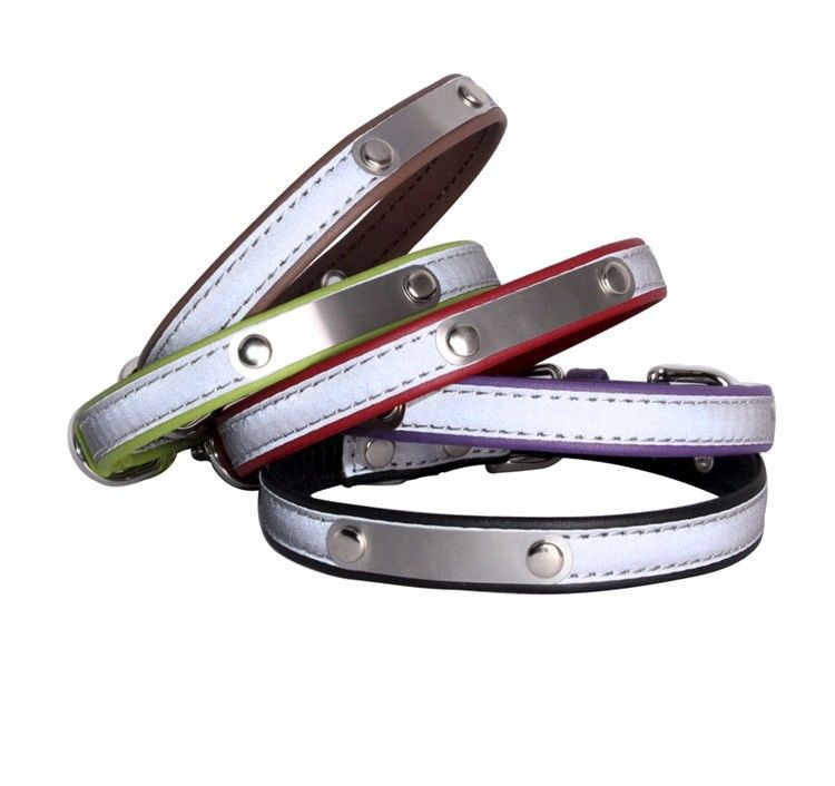Weerspiegelende Halsband, het Huisdierenleiband van het dubbel-Laag Zachte Leer, Cat Dog Collar Leash Set