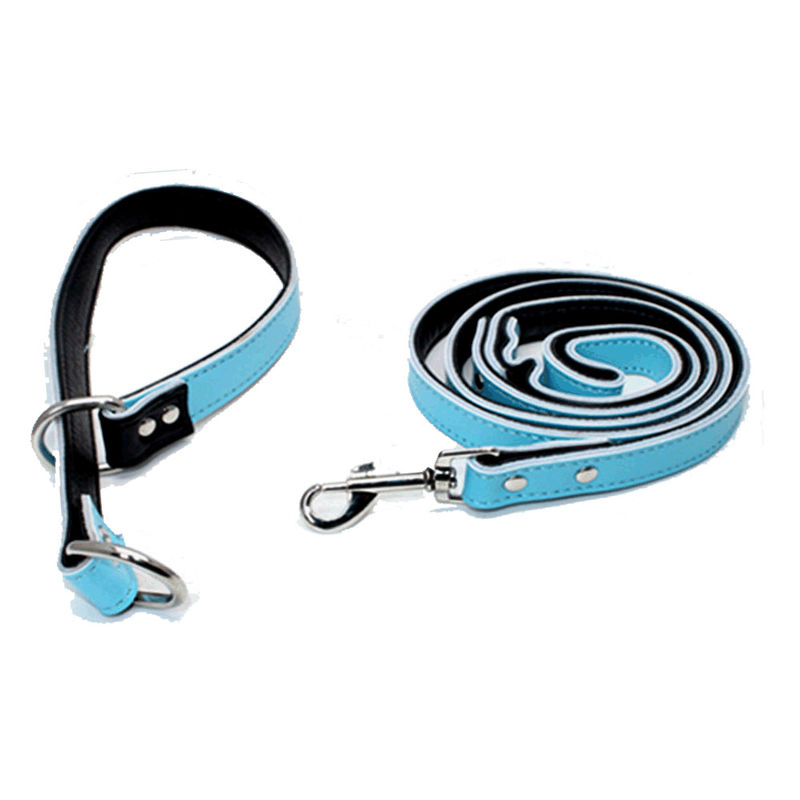 De Populaire Halsband van het douanepuppy en Keten van de de Hondvernauwing van het Leiband de Vastgestelde Regelbare Echte Leer P