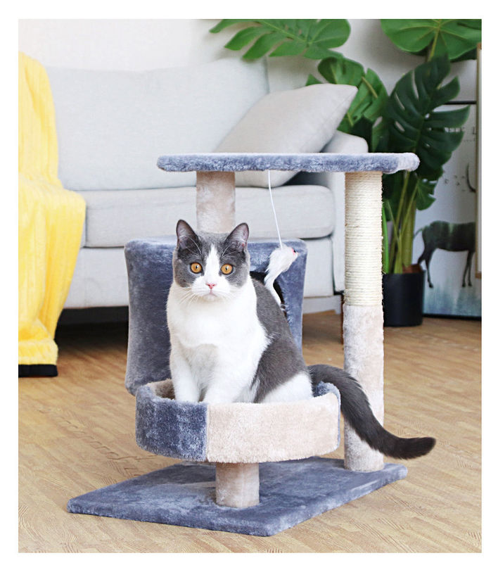 Multiniveauflatgebouw met koopflats Houten Cat Climber Tower Sisal Large Cat Scratching Post