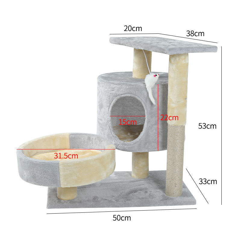 Multiniveauflatgebouw met koopflats Houten Cat Climber Tower Sisal Large Cat Scratching Post