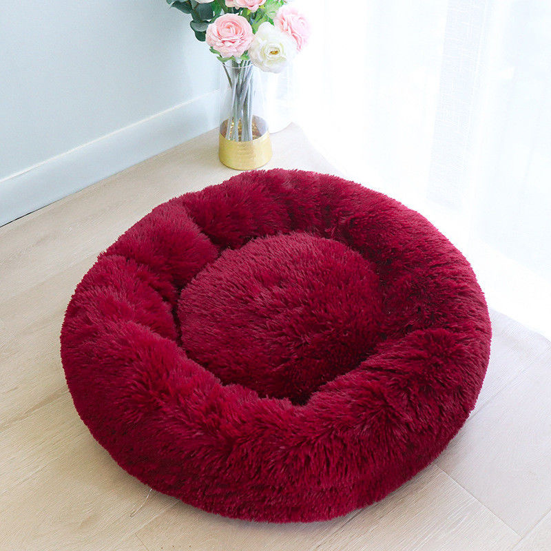 Hoog - van het het Huisdierenbed van de kwaliteits nestelen de Warme Pluche van de de Luxe ultra Zachte Pluizige Doughnut de Kattenhonden van Cuddler Faux-Bonthond het Kalmeren Bed