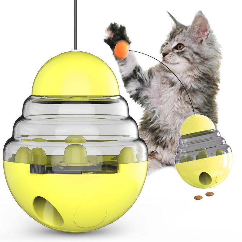 2 in 1 Interactieve Cat Slow Feeder Ball Detachable-Bal van Tuimelschakelaarshaped pet treat