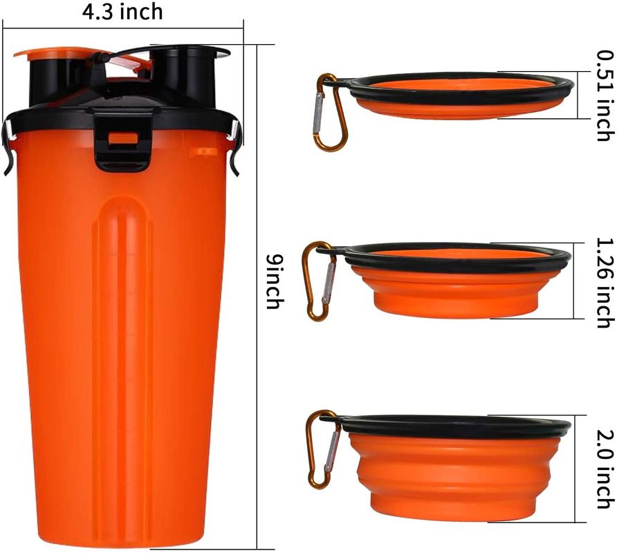2 de opvouwbare Fles van de het Waterkom van de Hondreis voor de Openlucht Draagbare Fles 12oz van het Huisdierenwater