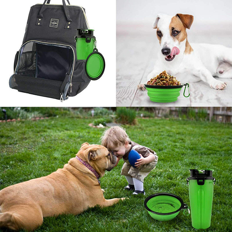 De groene Draagbare Fles van het de Hond Openluchtwater van de Waterautomaat voor Honden die Wandeling lopen