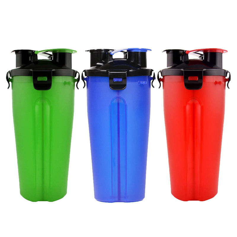 Openlucht 2 in 1 Fles van het Hondwater met de Dubbele Chambered Container van het Opslagvoedsel