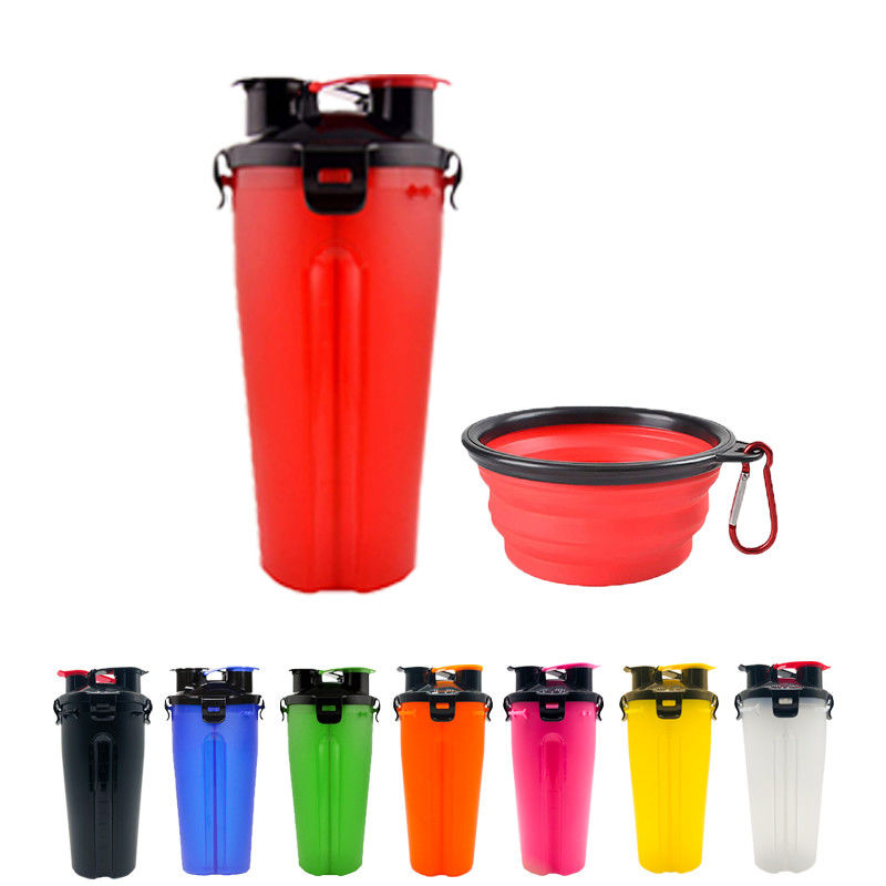 Draagbare 350ml-van het het Watervoedsel van de Huisdierenhond de Flessen Opvouwbare Kommen Carabiners