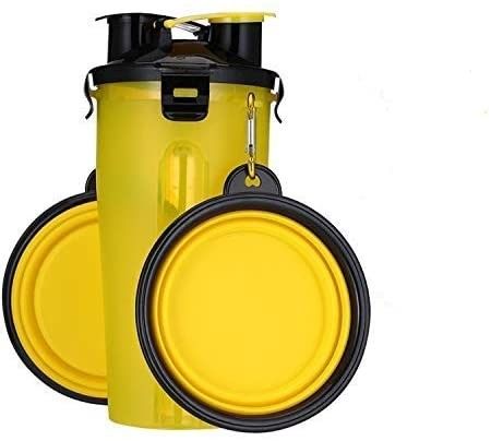 2 in 1 Fles van het Hond Openlucht Draagbare Water met Vouwbare Kommen voor het Lopen