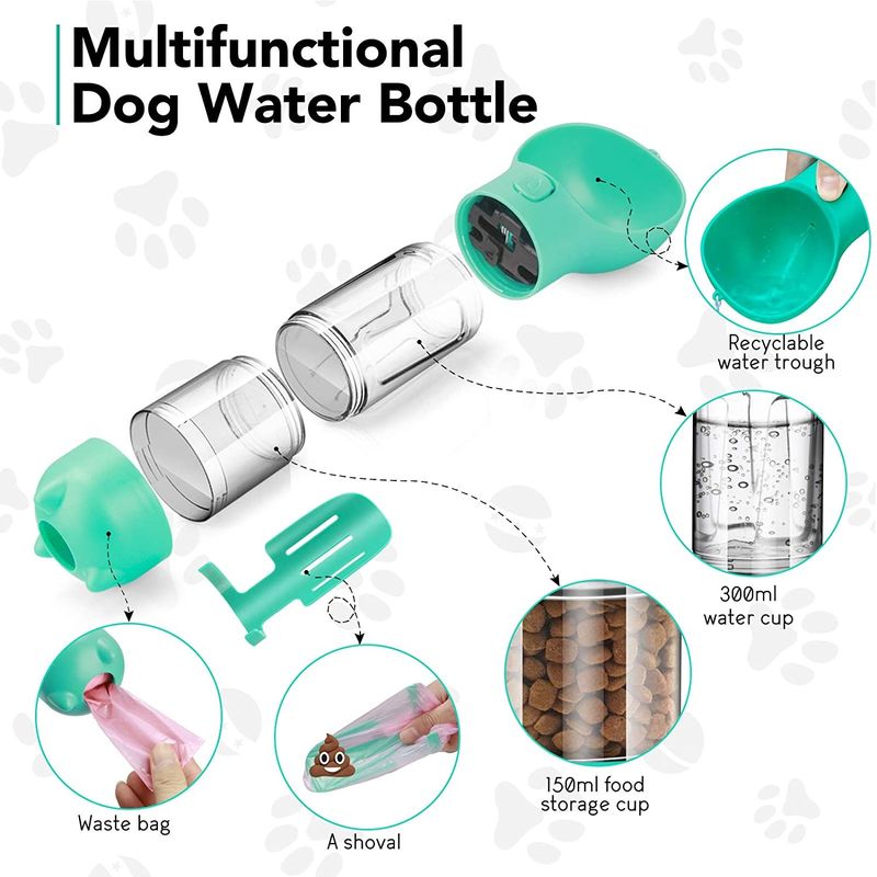 Mutifunctional 4 in 1 Draagbare Fles 300ML van het Puppywater voor het Lopen en Reis