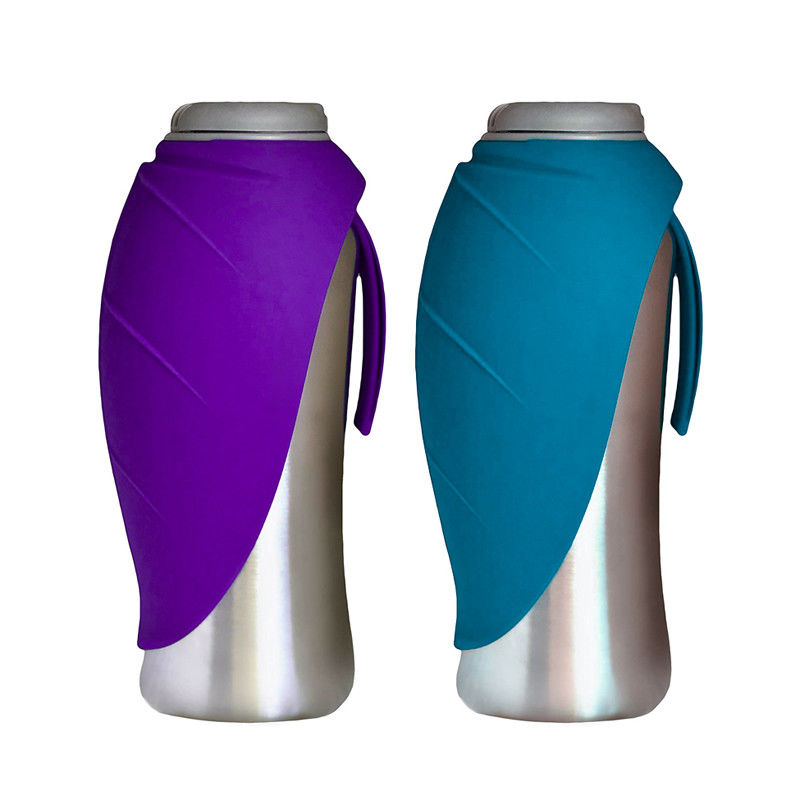 Van het het Huisdierenwater van de silicone de Bladvormige Kom Draagbare van het de Flessenroestvrije staal Fles van het het Puppywarme water