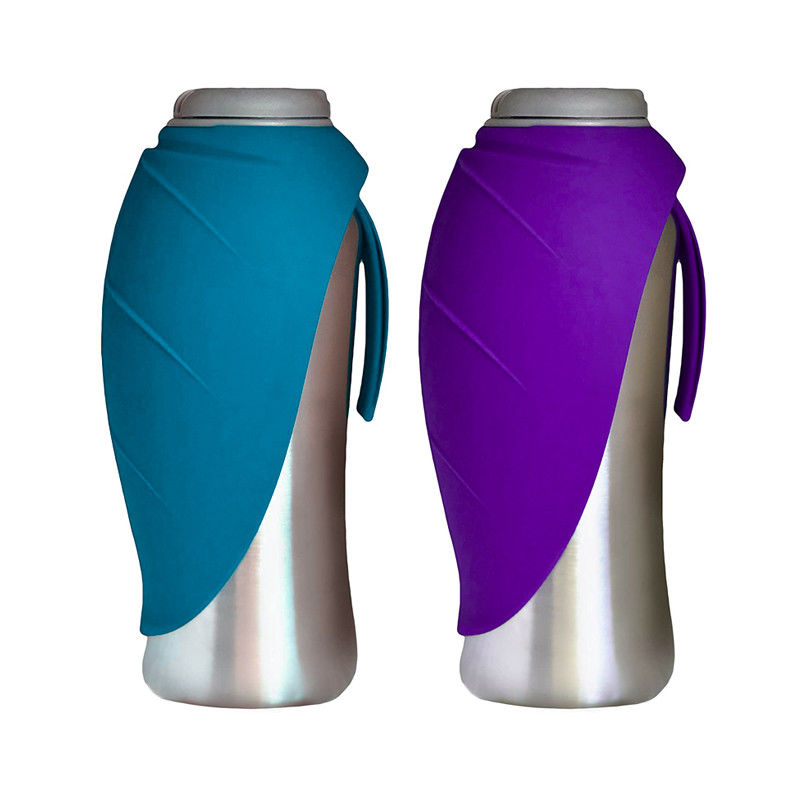 Van het het Huisdierenwater van de silicone de Bladvormige Kom Draagbare van het de Flessenroestvrije staal Fles van het het Puppywarme water