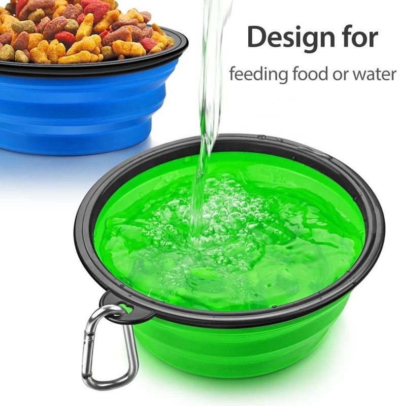 Silicone Opvouwbare Langzame het eten de Kom Draagbare Vouwbaar van het Hondwater voor het Voeden het Water geven